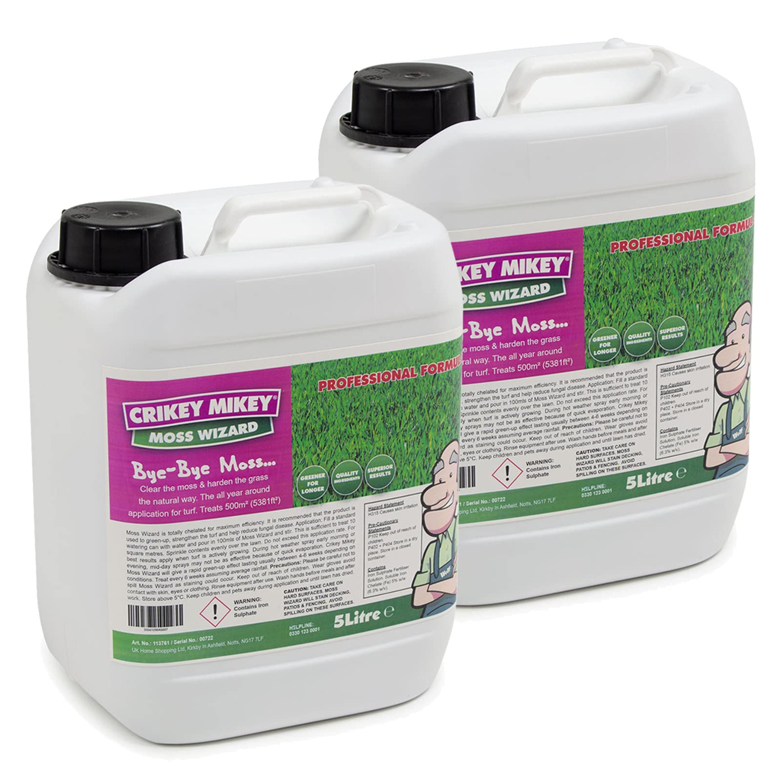 Moss Wizard (10L) Organic Moss Control Lawn Fertiliser Feed Liquid Tonic Concentrate Moss Treatment Suppresser