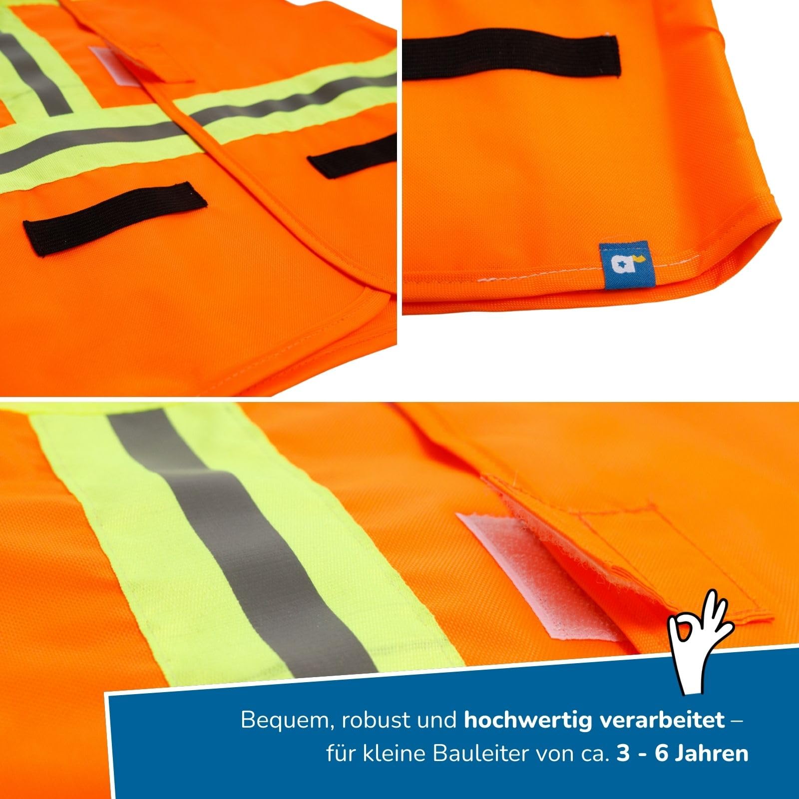 alldoro Rollenspielsets Feuerwehr/Polizei/Bauleiter, Kostüm mit Weste, Kopfbedeckung & Zubehör, inkl. Spielkarten, für Kinder ab 3 Jahren