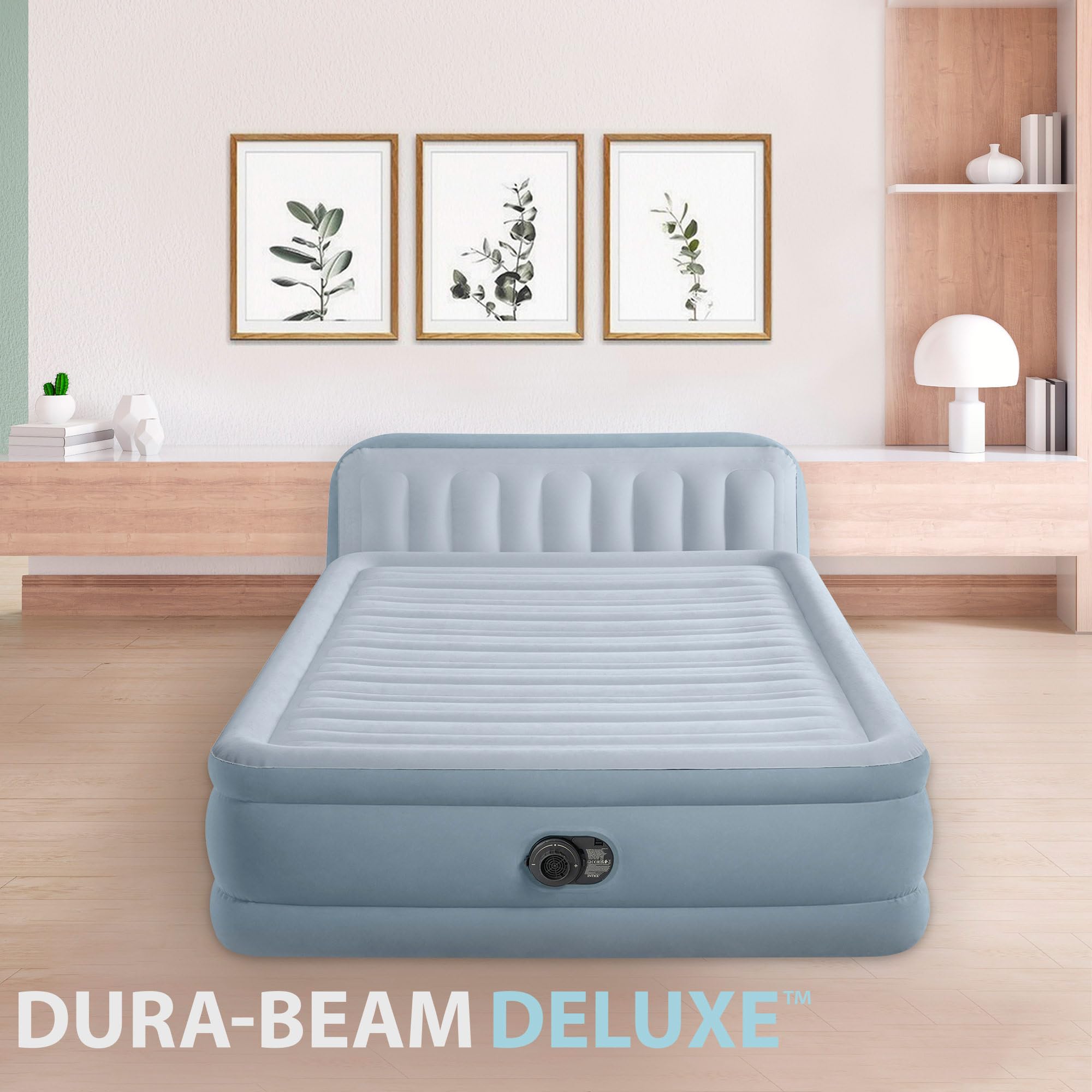 Intex 64450 Aufblasbare Matratze, Kopfteil, Plush Headboard, 152 x 236 x 46 cm, Doppelbett, für 2 Personen, Kopf 86 cm hoch, max. 272 kg, beflocktes Material, Luftmatratzen