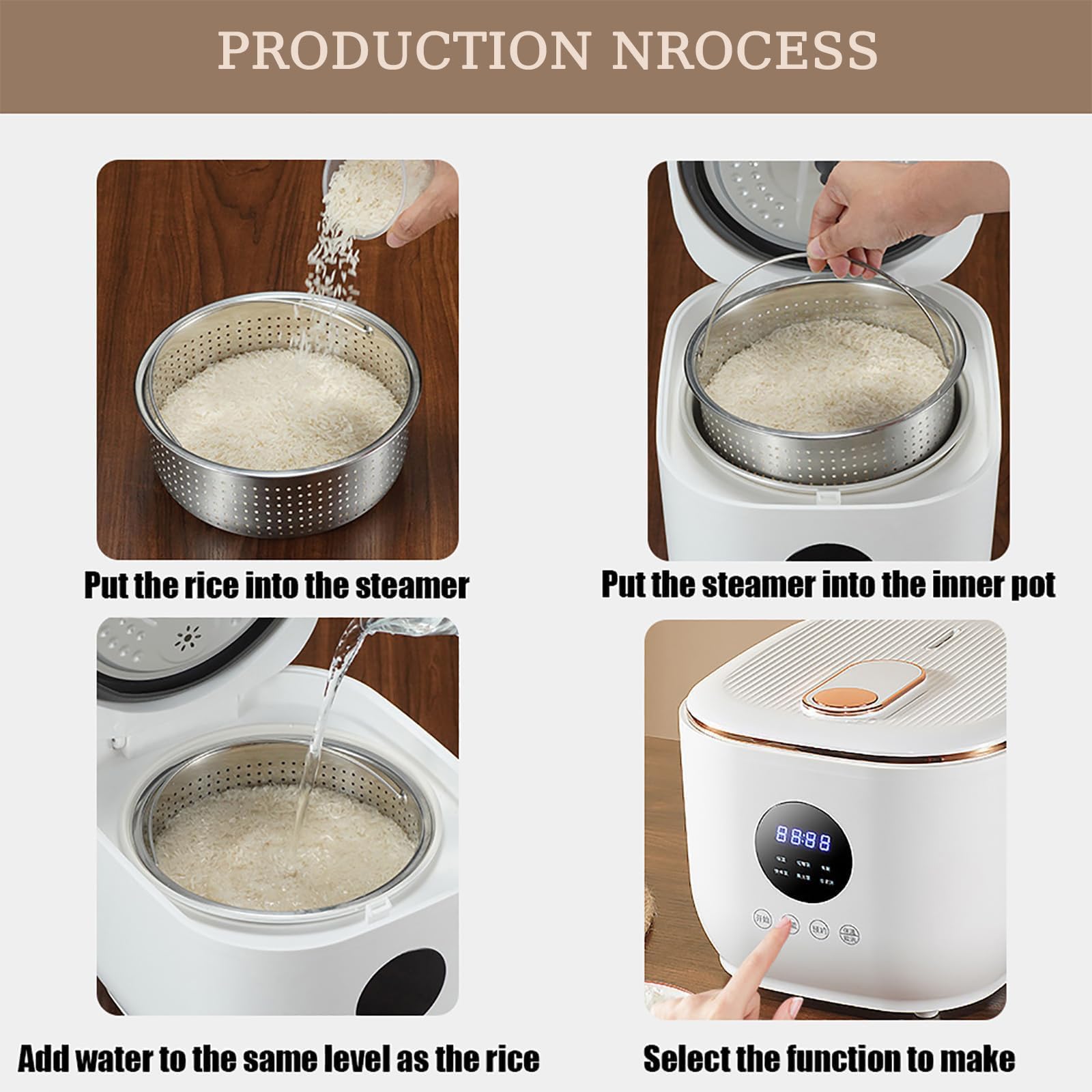 Cuideur à Riz à Faible teneur en Sucre, cuiseur à Riz Portable 3L, 5 Modes de Cuisson, Rendez-Vous Intelligent 24h / 24, glaçure en céramique antiadhésive, cuiseur à Riz électrique Amovible