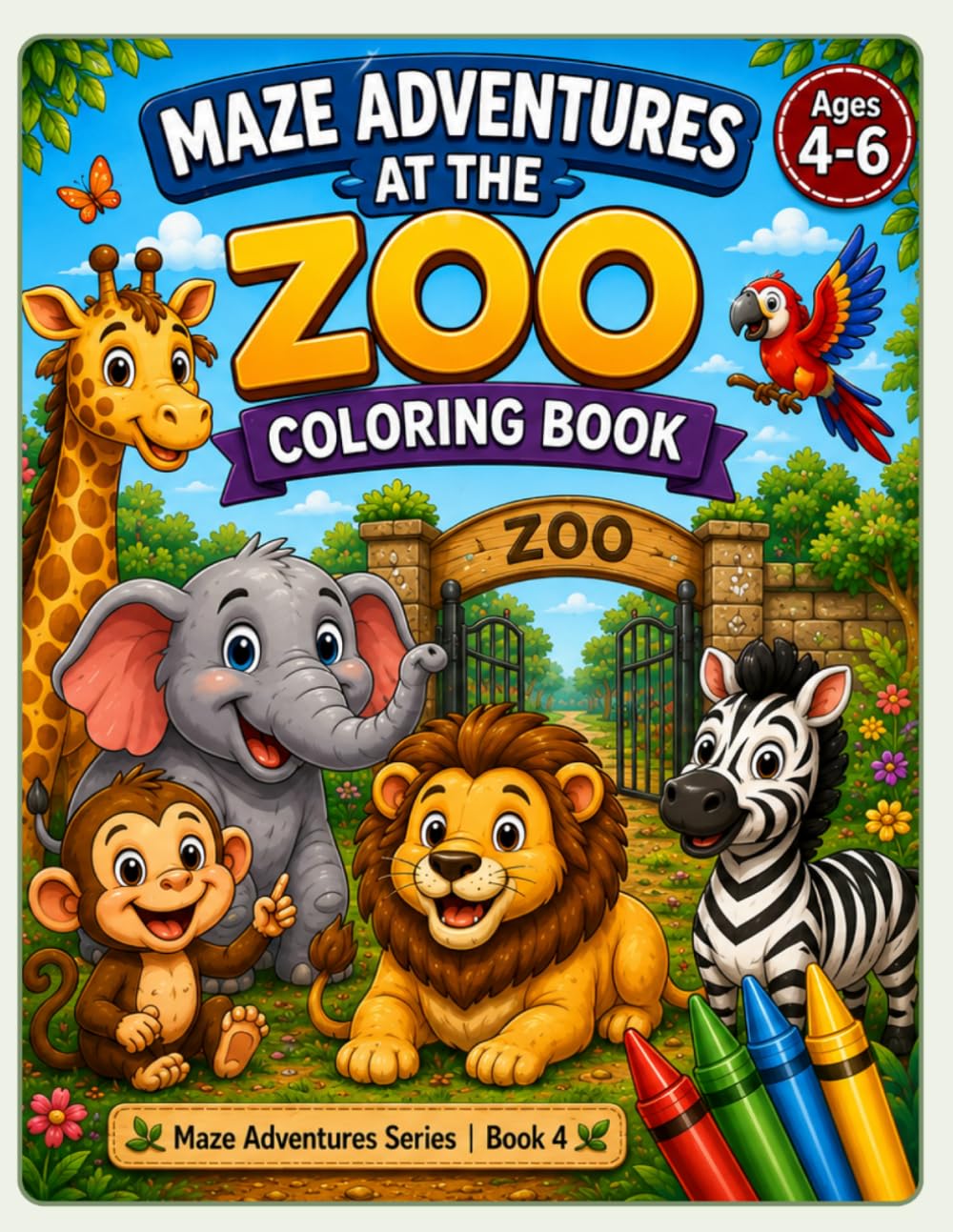 Maze Adventures at the Zoo Coloring Book: Zoo Animals Coloring Book for Ages 4–6, Cute Animal Coloring Pages, Fun Zoo Scenes & Preschool Coloring Fun (Maze Adventures Series)