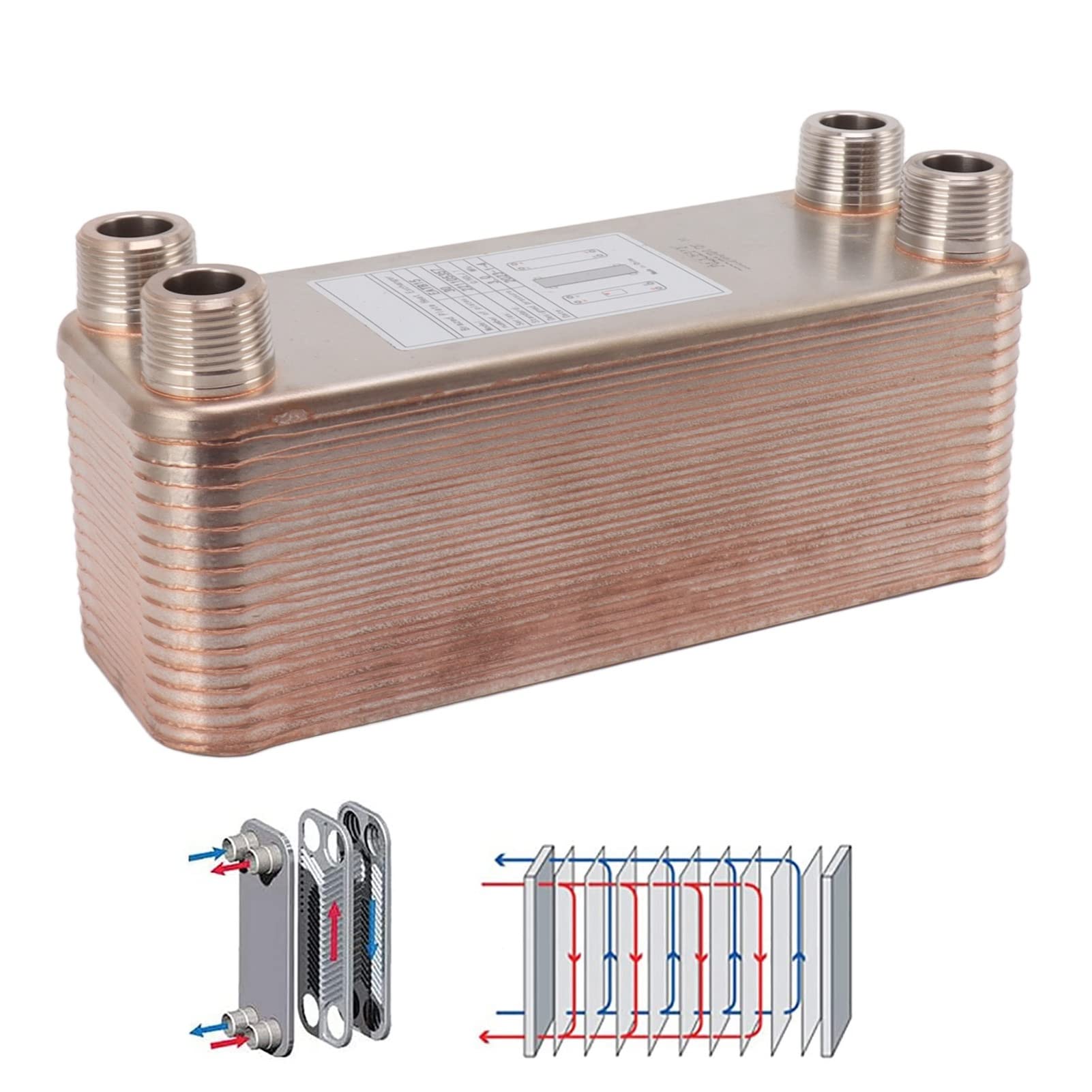 Topyond Enfriador De Placas Enfriador De Cerveza De Agua Pequeño Intercambiador De Calor De Placas Soldadas De Acero Inoxidable Enfriador De Mosto para Calentador De Agua De Mosto De Cerveza