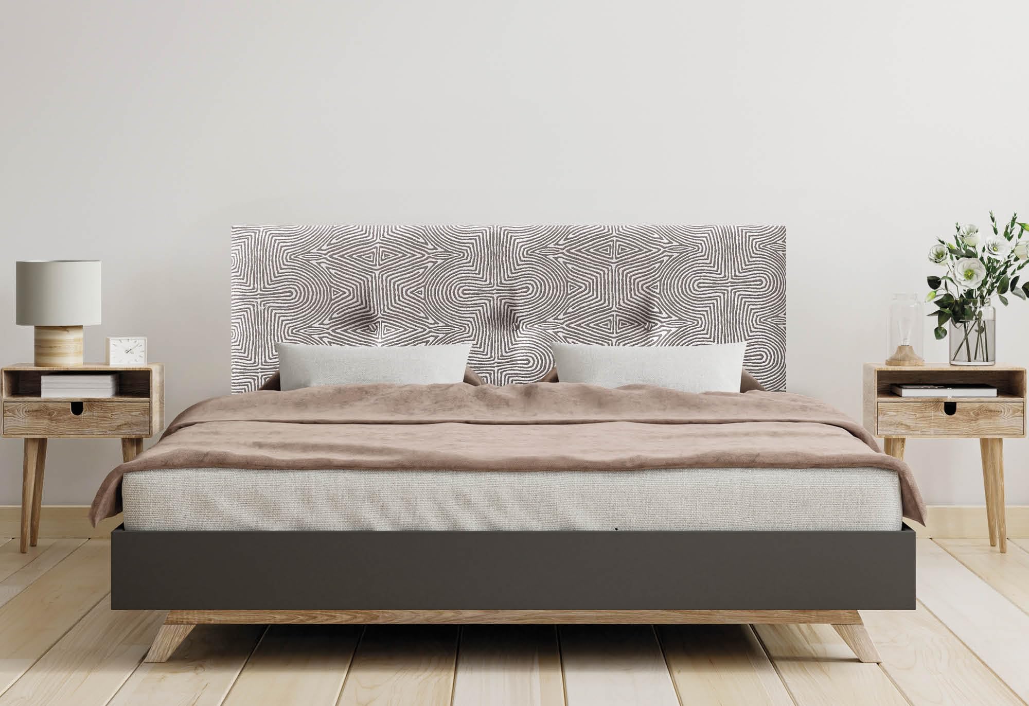 DHOME Cabecero Tapizado en Tejido Luxury Liso con Botones cabeceros Cabezal tapizado Cama Lujo (Tribal, 135x50cm)
