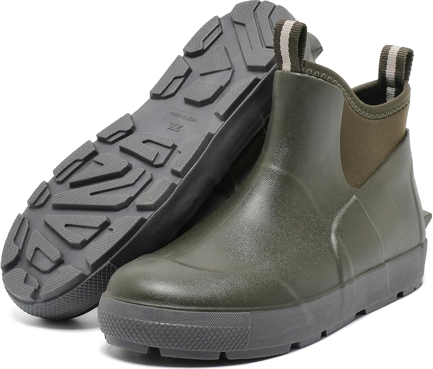 Men's Deck Boots, Waterproof Ankle Rain Boots with Anti-Slip Traction, Rubber Garden & Fishing Boots for Boating, Camping, Farming & Outdoor Work