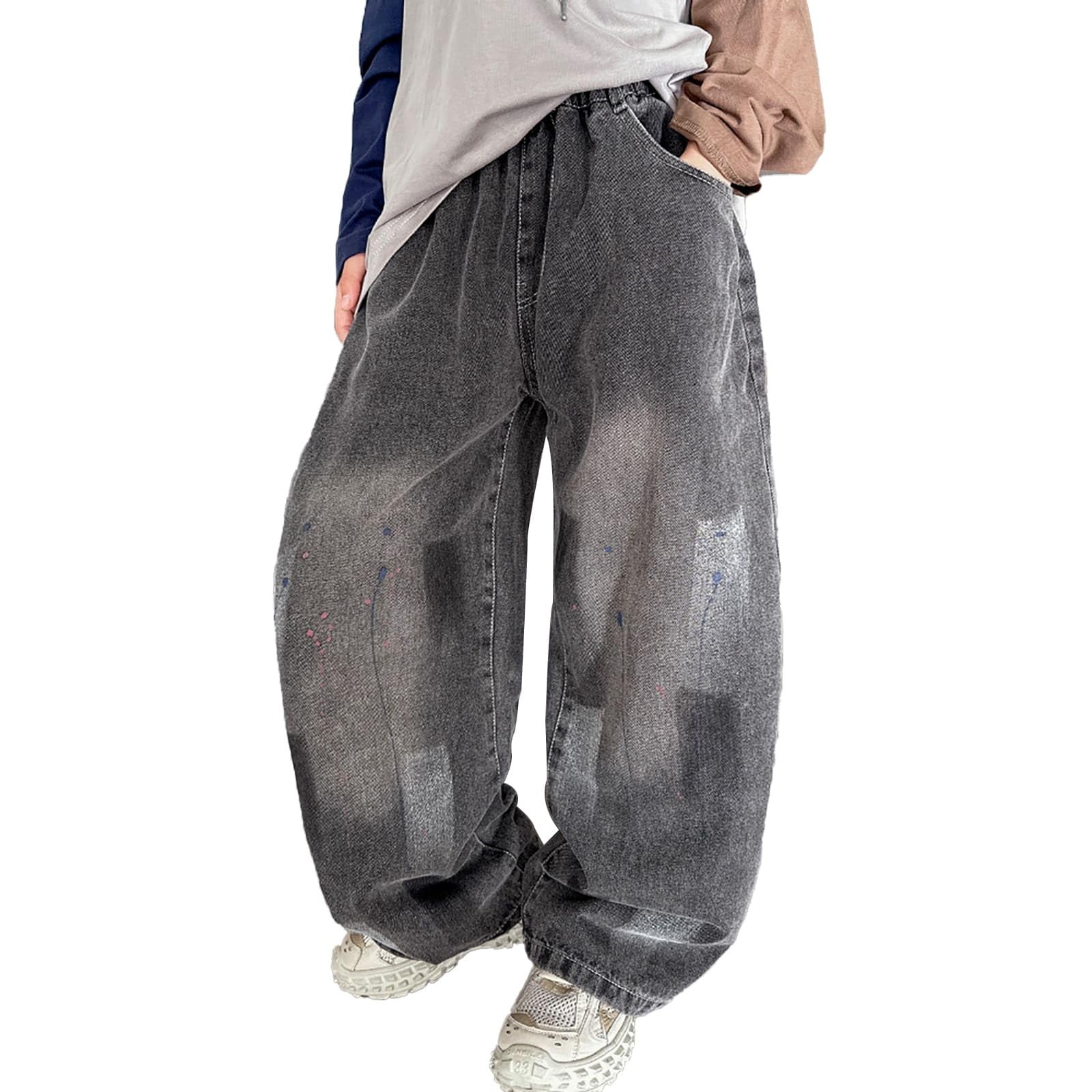 Pantaloni Baggy Ragazzo - Jeans Per Bambini Comodi Pantaloni In Denim Elasticizzato Casual Larghi Lunghi Per La Scuola All'Aperto Da Indossare Tutti I Giorni Abbigliamento Autunnale E Invernale
