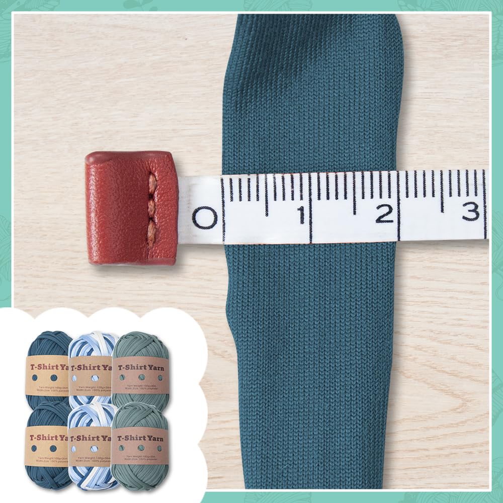 MagiDeal 6 Pièces Fil de T-Shirt Fil à Tricoter 3 Couleurs 6 Pelotes de 100g, 30m, Coton à Tricoter pour Fabrication de Bricolage, Sac, Panier, Couverture, Bleu Marine/Bleu Clair/Gris-Vert