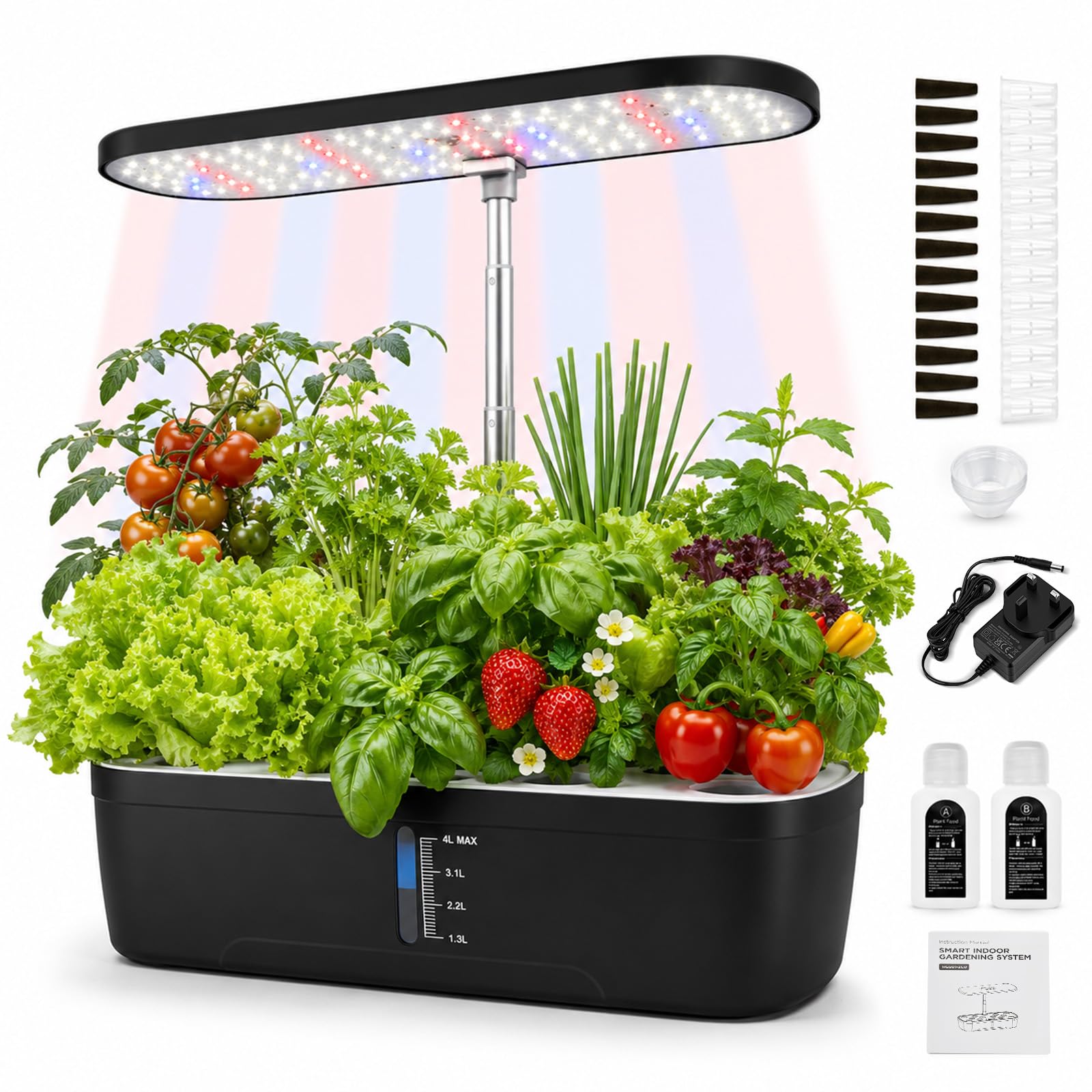 Normodic 12 Pods Hydroponic Growing System, Smart Indoor Herb Garden Kit with LED Full Spectrum Grow Light and LCD Display,Water Pump, Height Adjustable, 2 Modes,Timer,for Herbs, Greens, and Plants