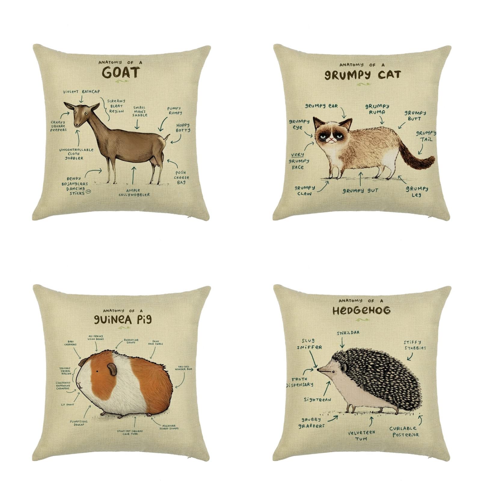 yijan Sofa Cushion Covers 40cm x 40cm Set of 4,Throw Pillow Cases Square Linen for Home Decor Couch Car Outdoor Garden Chair-Animal