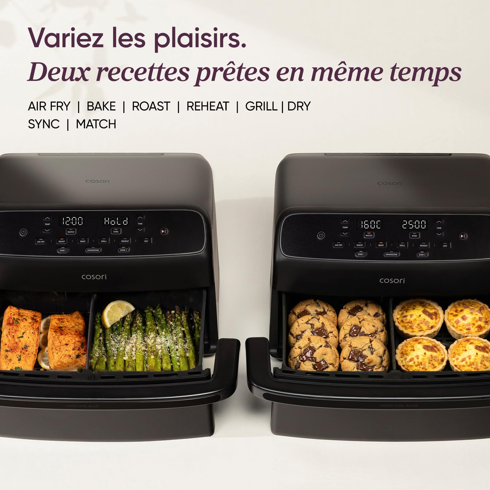 Cosori Air fryer Twinfry compact 8,6L Revêtement céramique | Sans PFAS, 4 résistances sur 2 niveaux, 6 fonctions, double panier avec séparateur amovible, 35-240 °C, 2700 W
