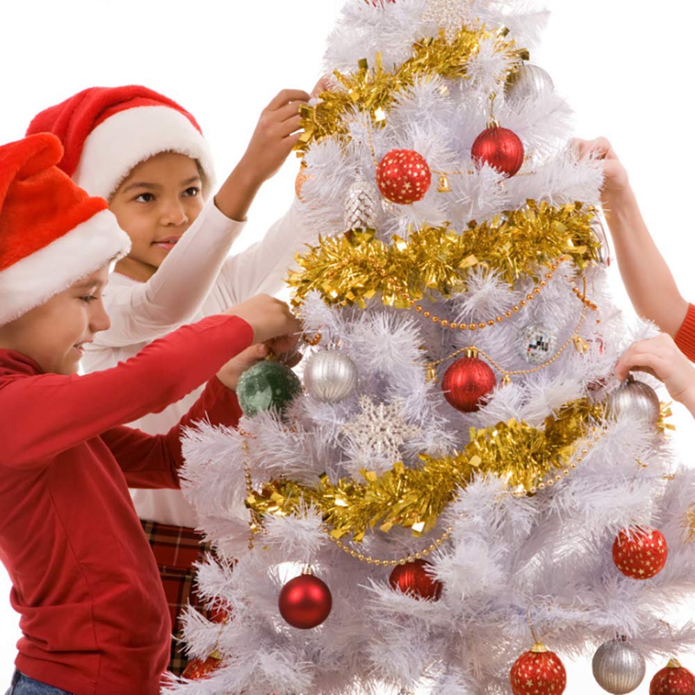 Guirnalda de espumillón para Navidad, Guirnalda de oropel navideña, oropel Grueso de 32,8 pies(Gold Tinsel)