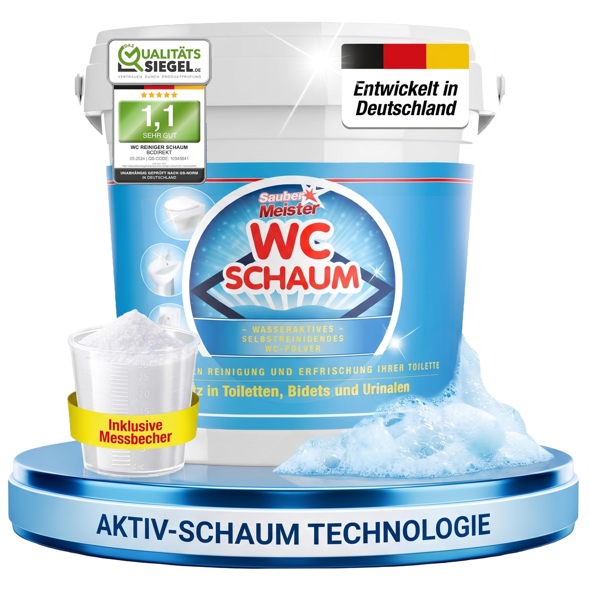 r Schaum | Kraftvoller Kalkentferner & Urinsteinlöser | WC Pulver Zauberschaum bekannt aus dem TV | Idealer Kloreiniger 1000g (1 kg (1 opakowanie))