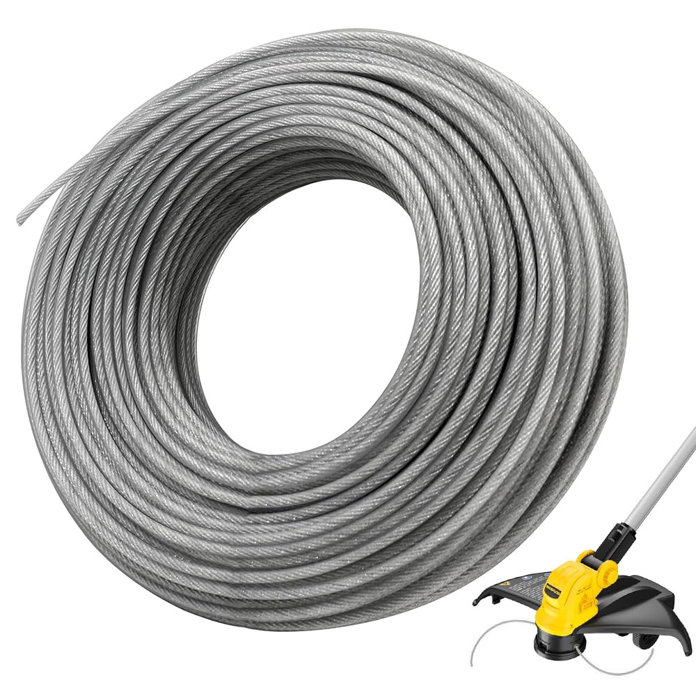 Hilo Desbrozadora, 2,4mm x 60m Hilo para Desbrozadora, Hilo Desbrozadora Acero, Universal Hilo Desbrozadora 2,4mm Profesional para Césped, Jardín y Patio