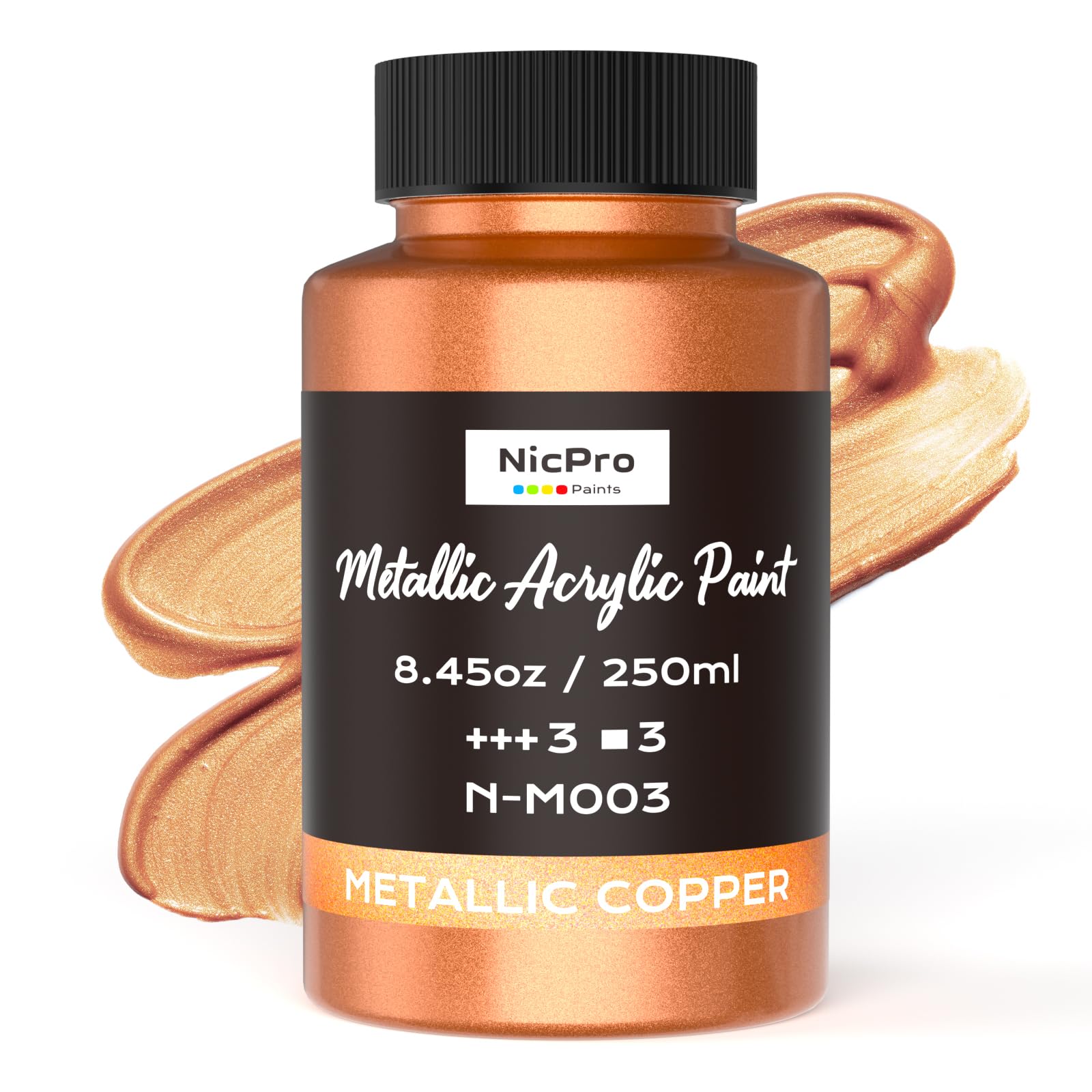 Nicpro Metallic Copper Acrylic Paint, 8.45oz/250ml Large Copper Leaf Paint
