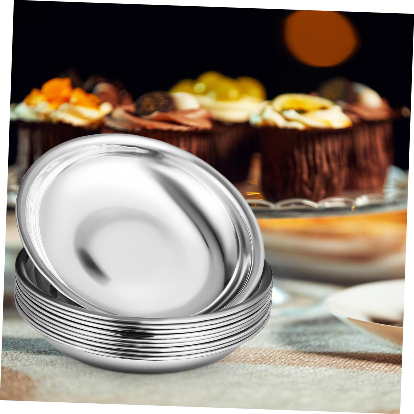 TOYANDONA Runde Kleine Edelstahl Gewürzschalen 10 Stück für Dip und Senf
