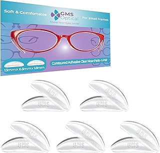 GMS Optical® 1.8mm x 13mm Short Anti-Slip Adhesive Contoured Silicone Eyeglass Nose Pads