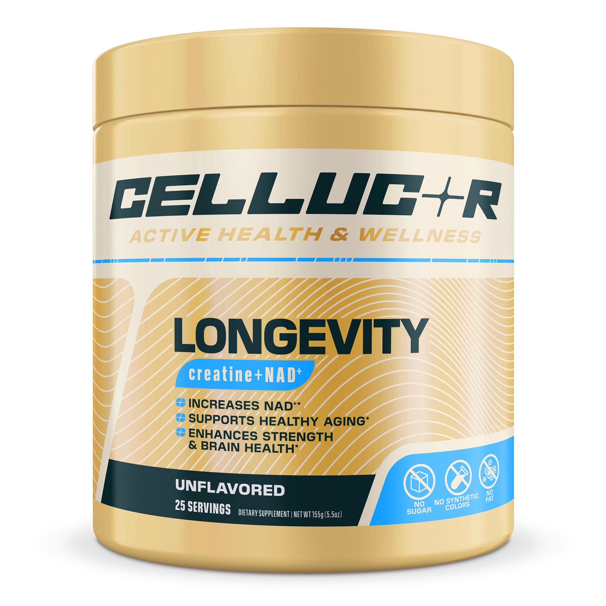 Cellucor Longevity — Suplemento de creatina monohidratada micronizada 5 g + NAD+, 25 porções