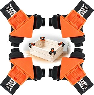 4Pcs Corner Clamps, 90° Wood Clamps for Woodworking, Orange | Spring-Loaded 90° Wood Clamps for Cabinets, Frames, Furniture & DIY. Great Gift for Men