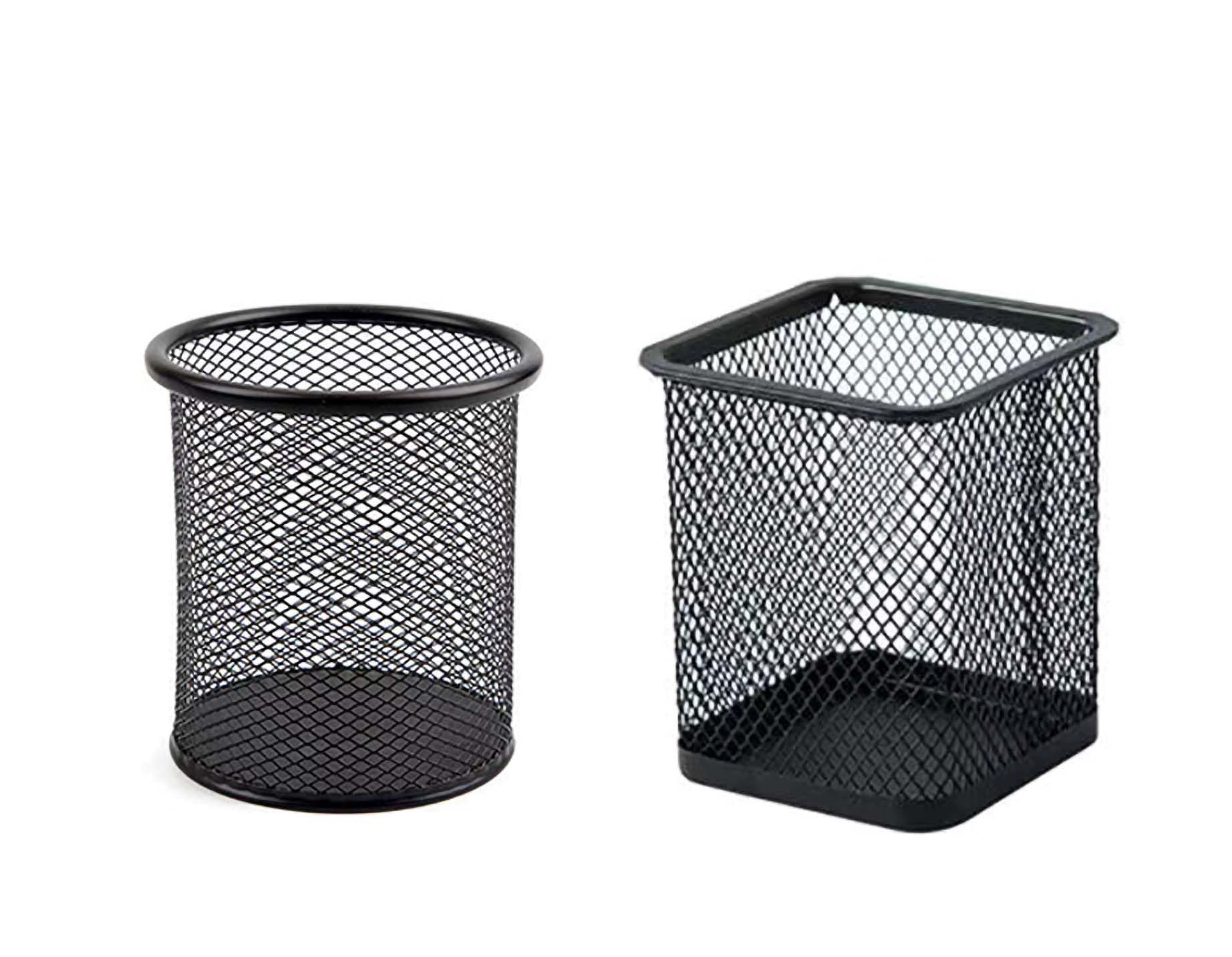 DIFEDO2PCS Pen Holder for Desk, Premium Mesh Metal Pencil Holder Pen Cup Marker Holder Makeup Brush Holders, Desk Accessories & Workspace Organizers for Home, School & Office, 3.9’’ Tall(Black)