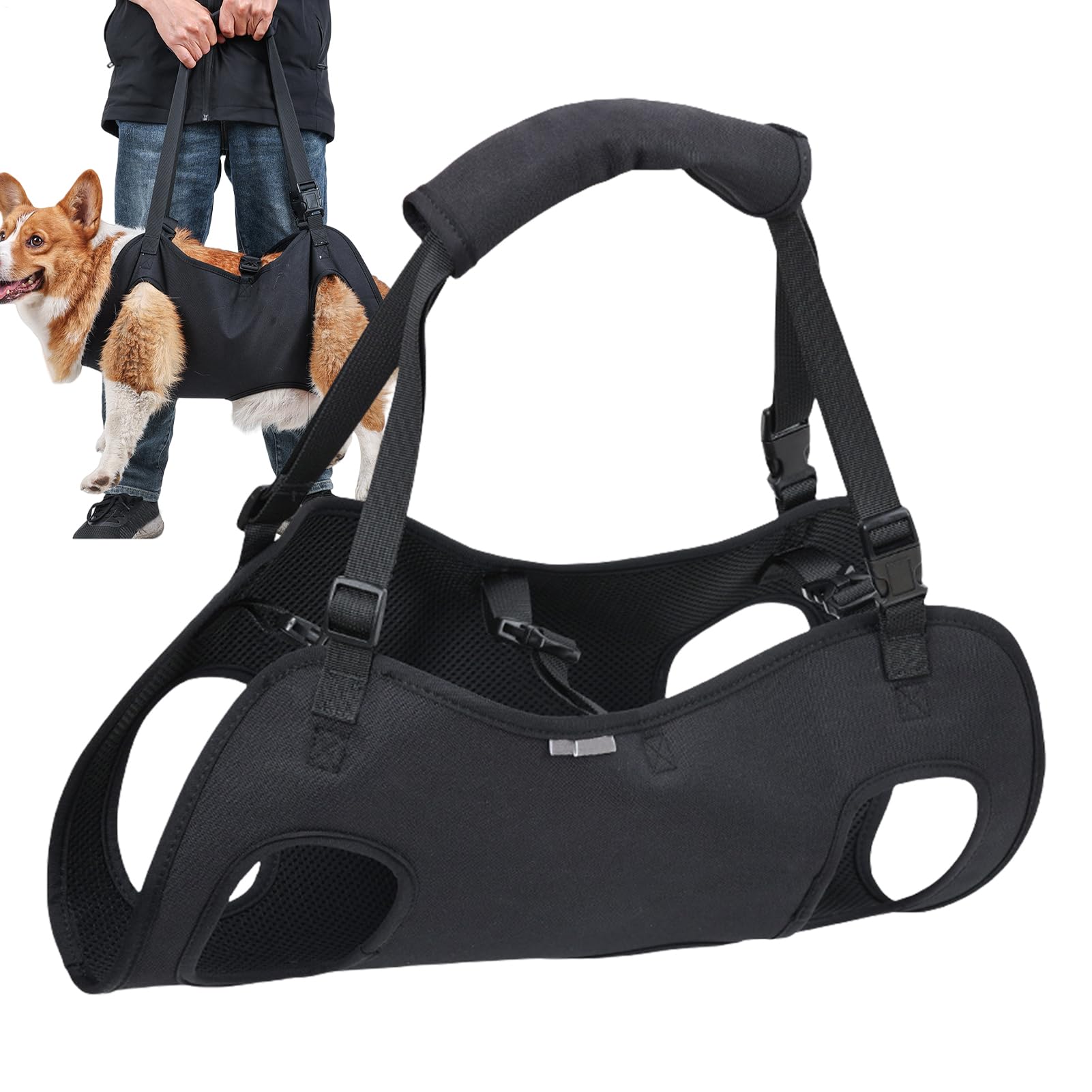 Hobngmuc Adjustable Dog Lifting Harness, Dog Lift Harness For Stairs, Pet Recovery Support Sling With Thicken Handle For Disabled/Elderly/joind Injuries Pets (XL)