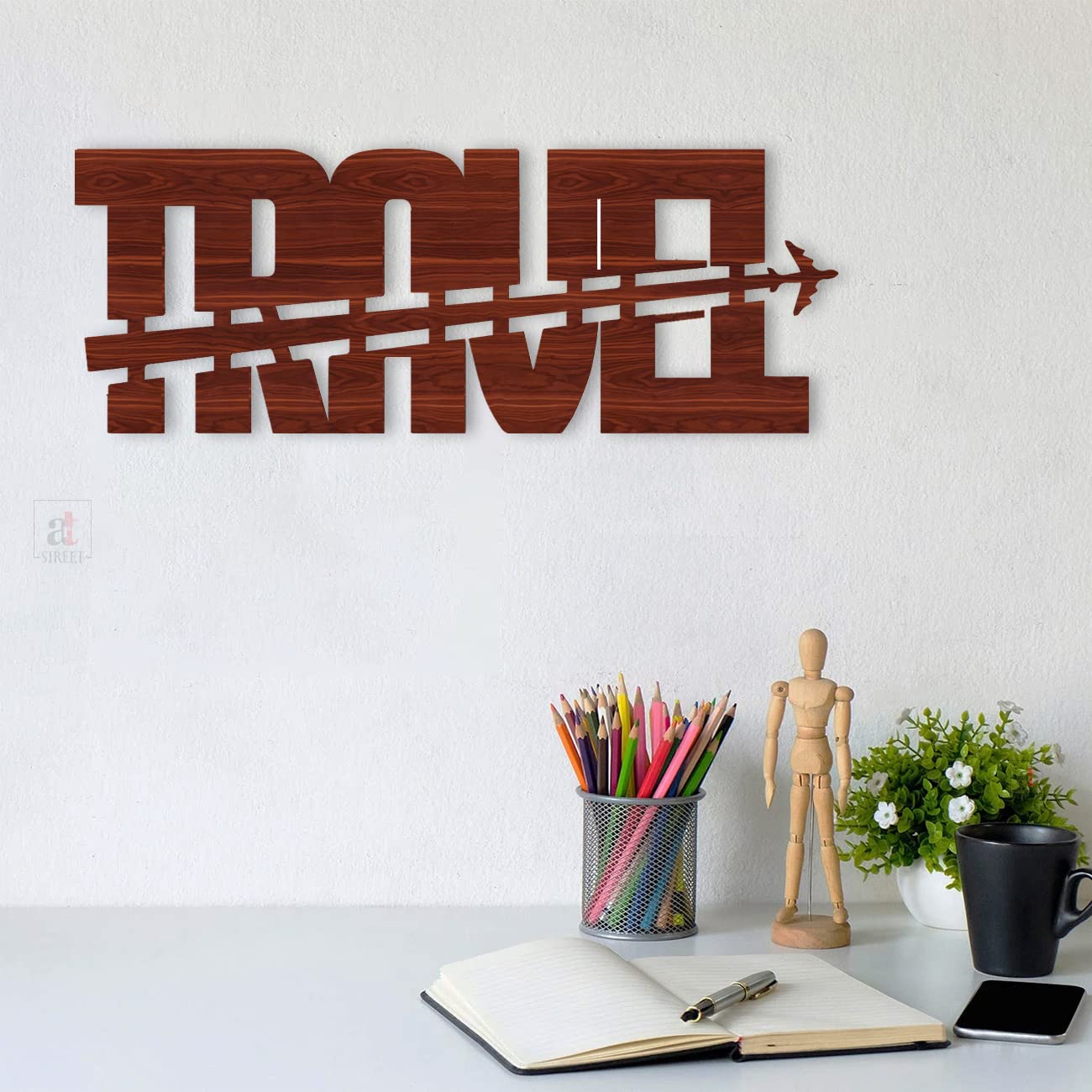 Art Street Travel Brown MDF Plaque Cutout Ready To Hang For Home Office Wall Art Decor, Wall Art Hanging Decorative Item, Home Decoration Size -4.5 x 12 Inches-picture-10