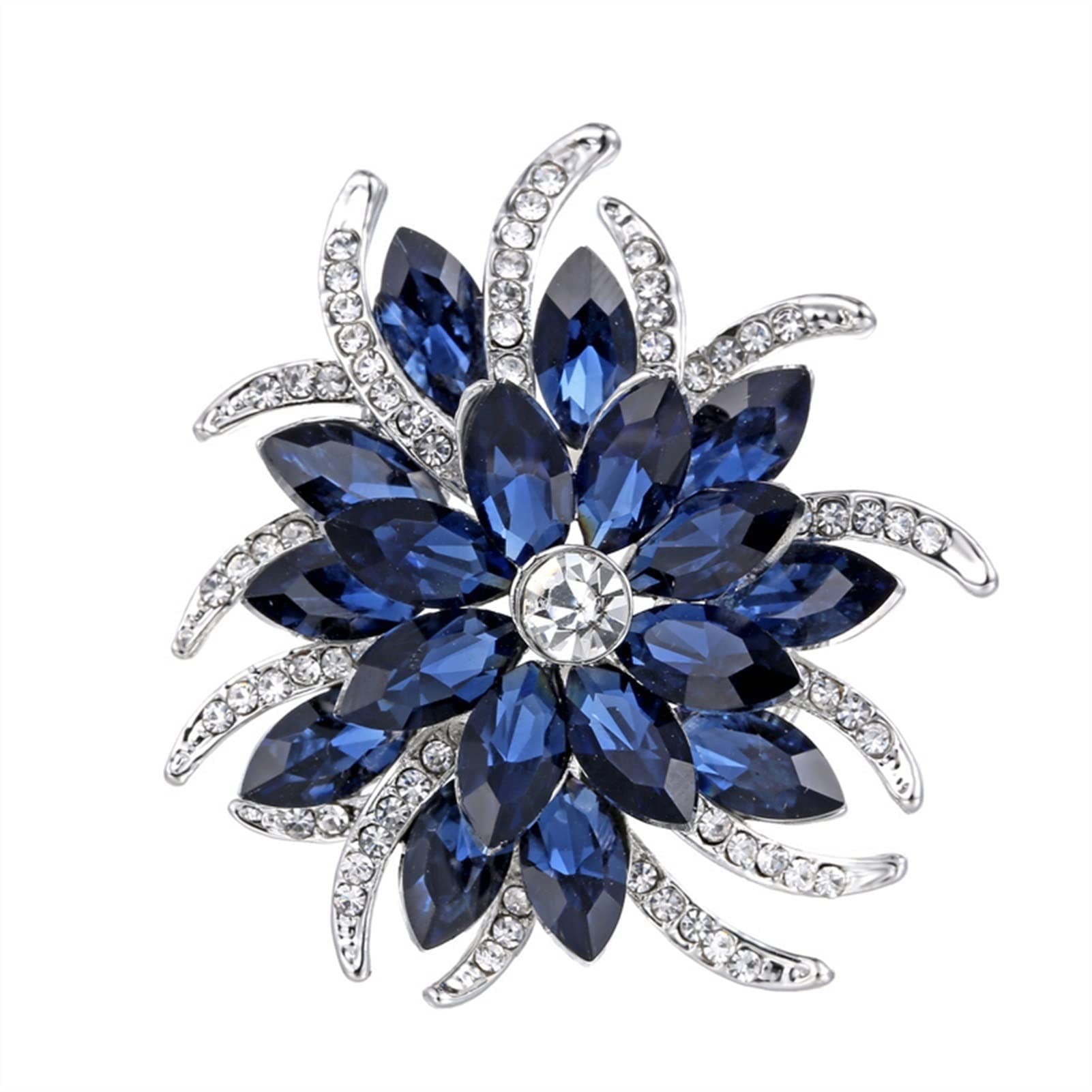 Brooch Pin for Women Crystal Brooch Pins for Women Blue Flower Broches Plant Elegant Badge Jewelry Wedding Party Brooch Winter Accessories Brooch