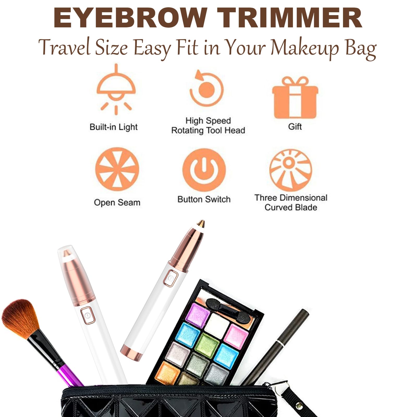Recortadora de cejas para mujer, maquinilla de afeitar eléctrica con luz LED, indolora y fácil de limpiar, para cejas, cara, nariz, oreja, pelo, barbilla, labios, líneas de bikini y otros detalles,