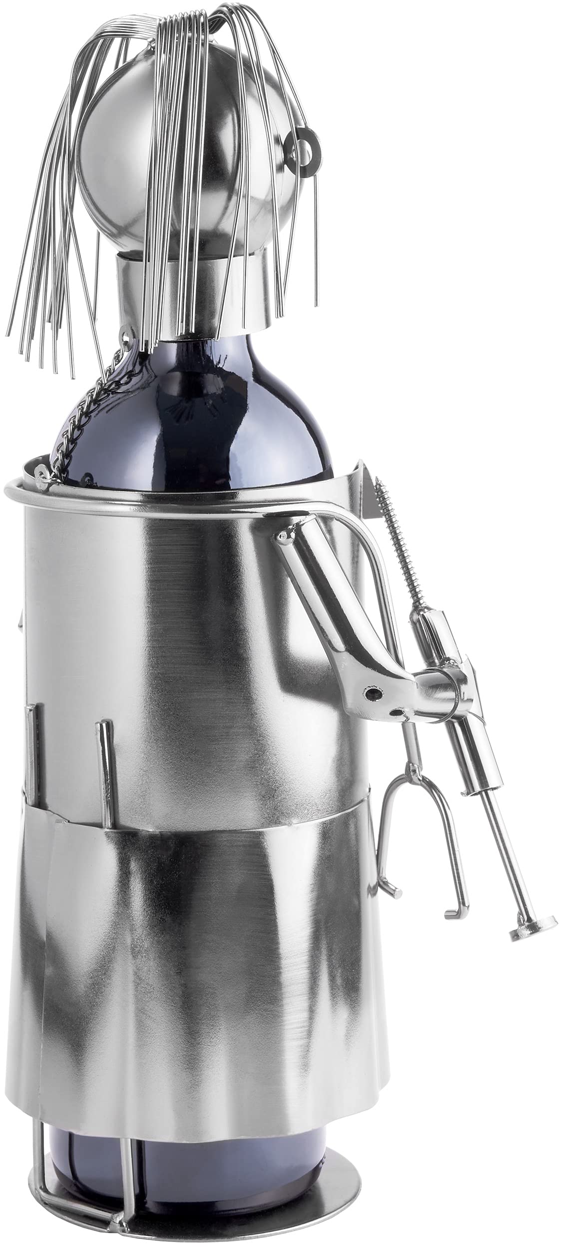 Brubaker Portabottiglie Dottore - Portabottiglie Scultura in Metallo - 20 cm - Regalo di Vino per Pazienti Specialisti Studenti di Medicina per Studio - con Biglietto D'Auguri