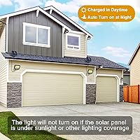 Vista 2 de Luces solares para exteriores con sensor de movimiento con 240 LED COB brillante, cable de 16.4 pies, 3 modos de iluminación, panel solar ajustable.