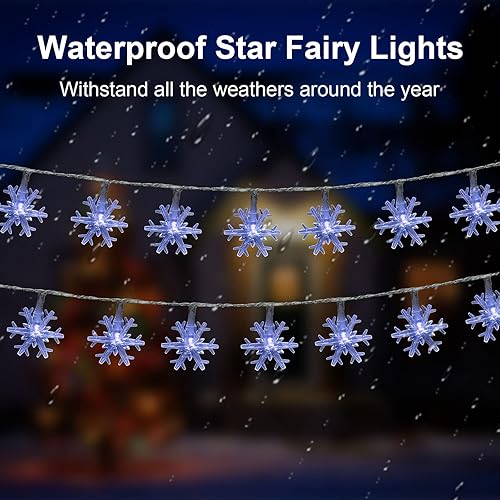 Miniatura 4 de AUAUY Guirnalda de luces para árbol de Navidad 40 luces LED de 196 pies funciona con pilas 2 modos luces impermeables para exteriores para