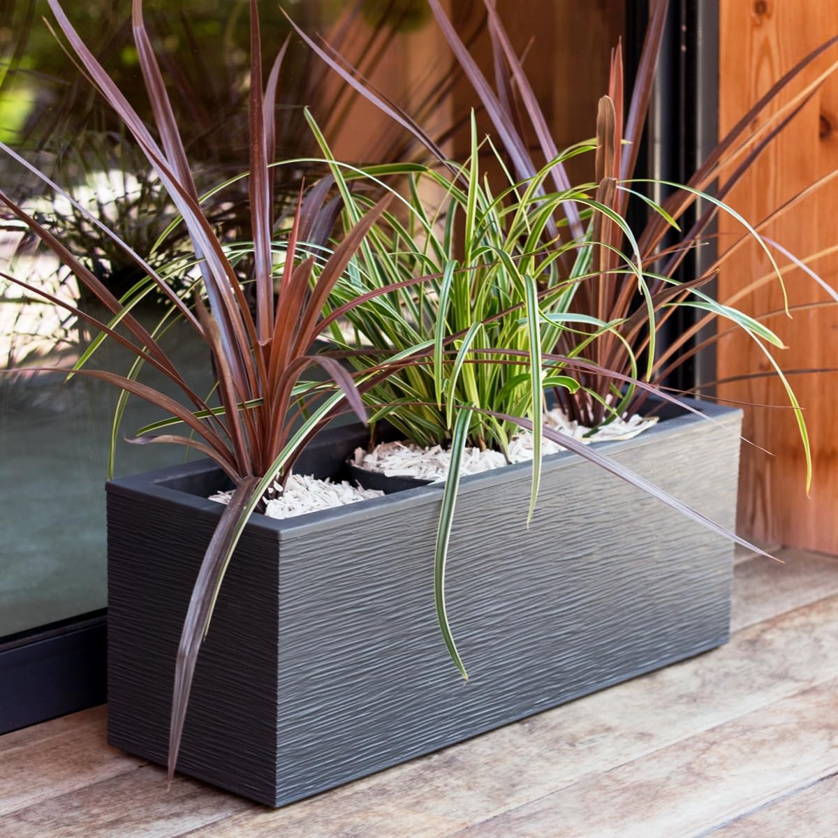 Stimo 2X Pflanzkübel XL Balkonkasten 59cm Blumenkasten 25L für Terrasse & Balkon Blumentopf Pflanztopf