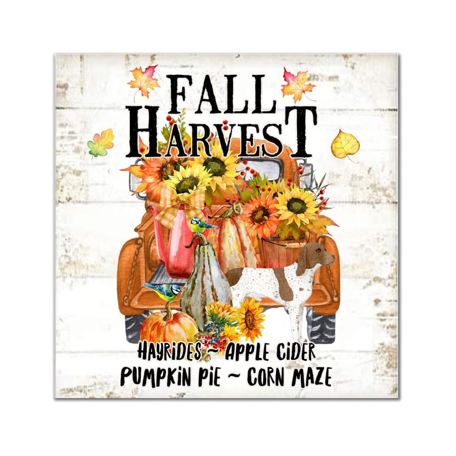 Plaque murale en bois d'automne 35,6 cm avec motif tournesol