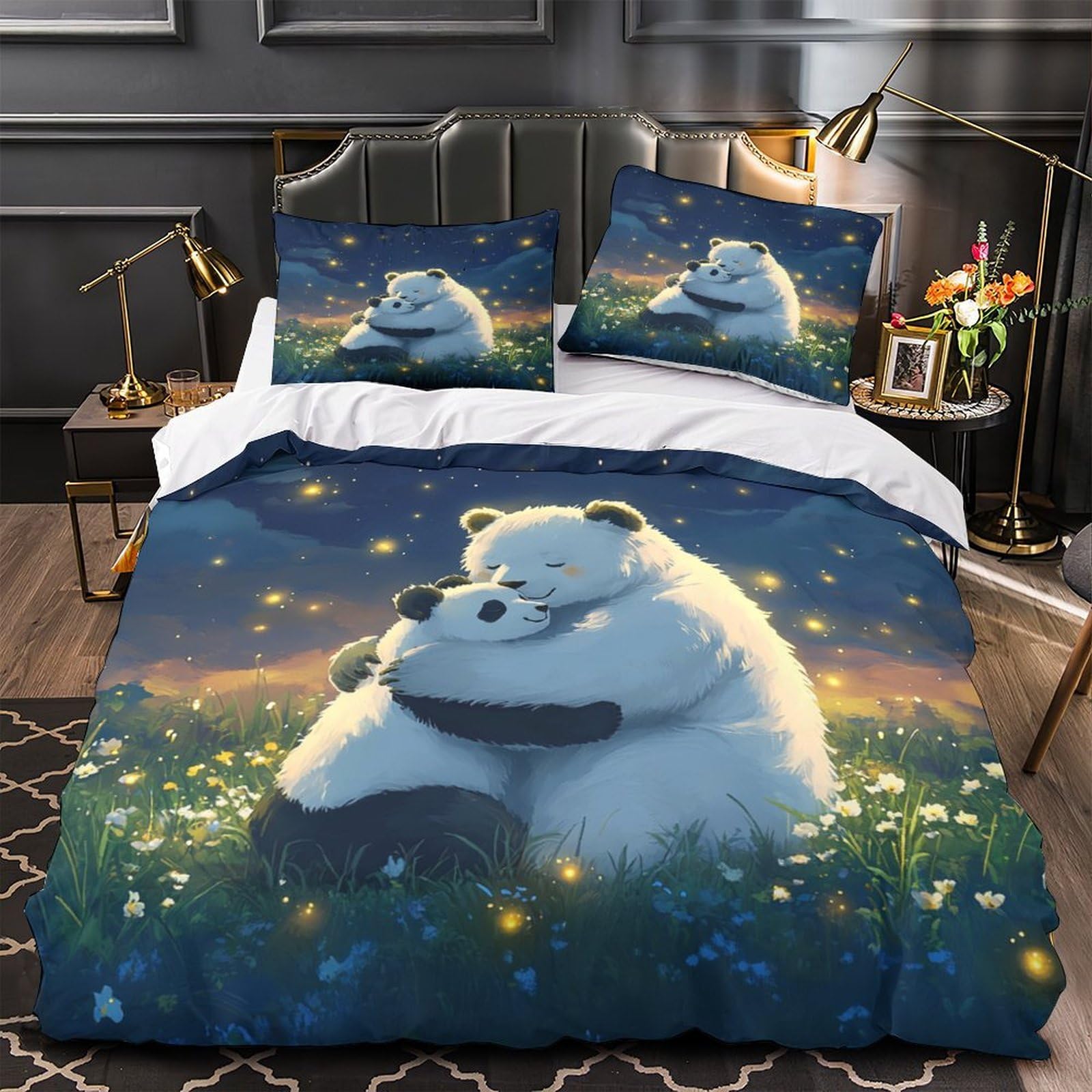 Housse de couette panda de qualité supérieure en microfibre légère pour lit King Size