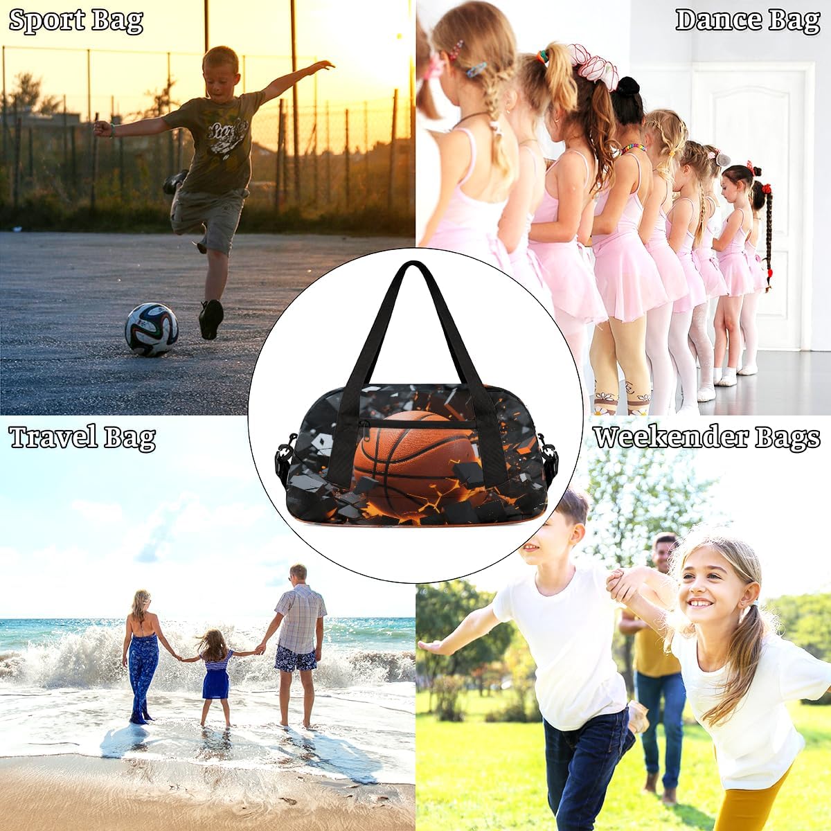 Explosive Basketball Duffel Bag for Kids Overnighter Small Duffle Bags for Boys & Girls, Sleepovers and Travel Duffel Bag for Kids, Carry-On Size & Ideal for School Practice or Sport Gym Bags