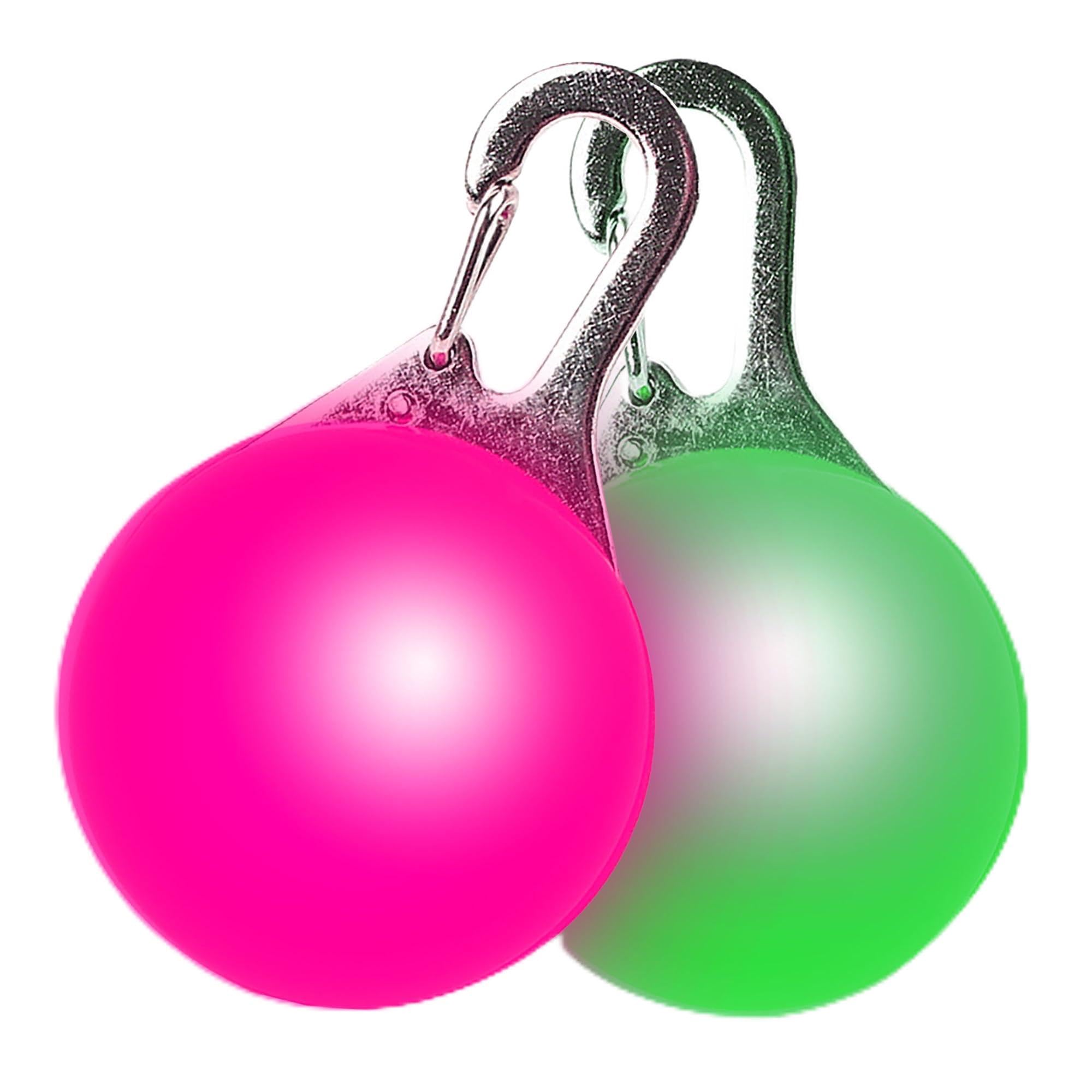 EDSG Dog Lights for Night Walking, Clip-On LED Dog Collar Light, Light Up Dog Collars Tag, 3 Flashing Modes Dog Collar Lights for Night Walking, Camping, Running, Climbing (Pink+Green, 2pcs)