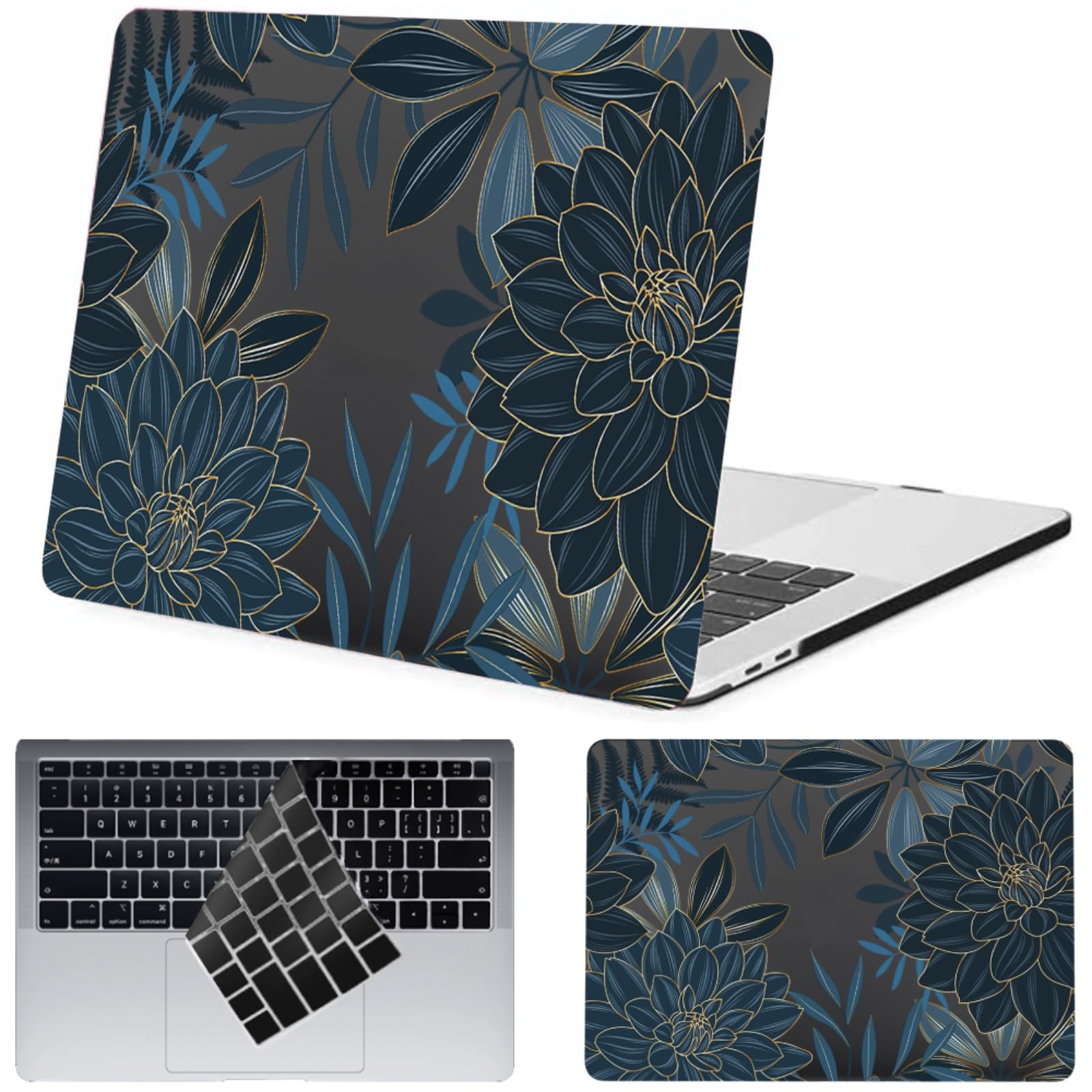 Carcasa MacBook Pro 13 Antiaráñazos con Protector Teclado Dalia Azul 8