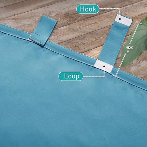 Miniatura 6 de NICETOWN 2 cortinas gruesas de privacidad para exteriores, para patio, tratamiento de ventanas impermeables, desmontables, pestañas adhesivas,