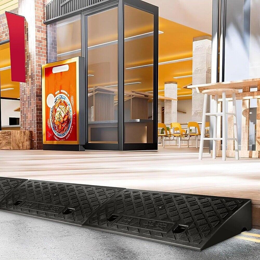 Saffory Black Kerb Ramps 7Cm Height, 2Pcs Curb Ramp, Heavy Duty Threshold Ramp For Wheelchairs, Curb Ram For Driveway, Mobility Scooter/Step (50X27x7cm)