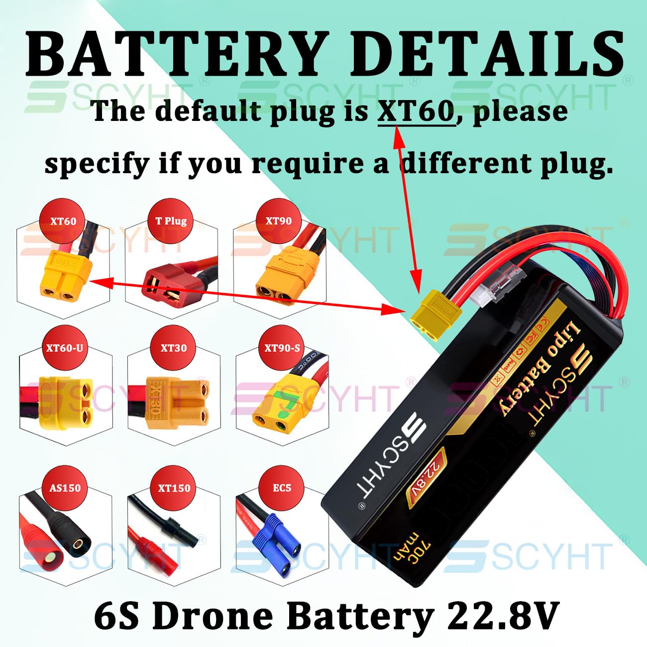 Batteria al litio 22,8 V 6S Batteria droni 70C