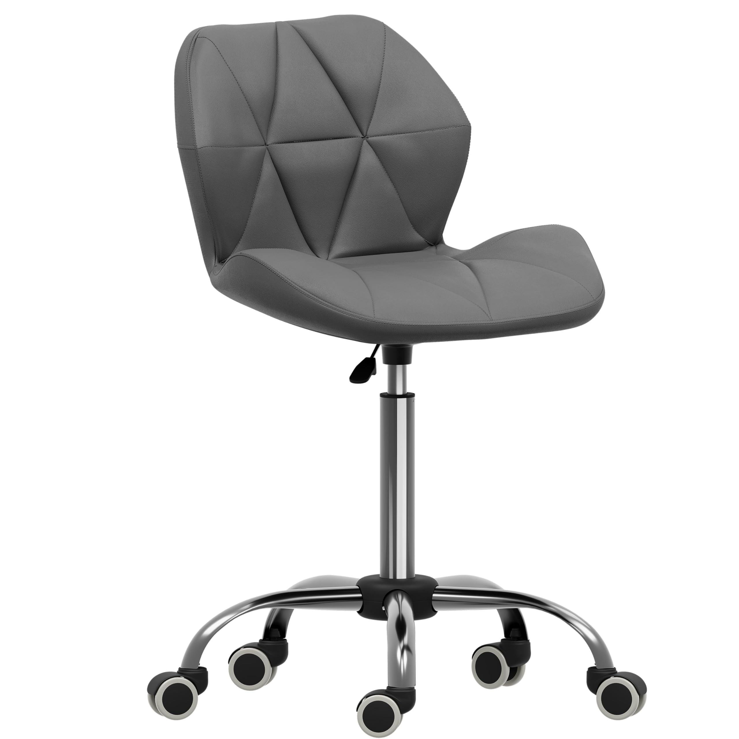 Vida Designs Geo Sedia da Ufficio per Computer, Grigio, Segretario di Gioco Regolabile Gambe Girevoli Sollevabili in Similfinta Pelle Cromata, H 80 96 x W 47.5 x D 49 cm, H 80-96 x L 47,5 x P