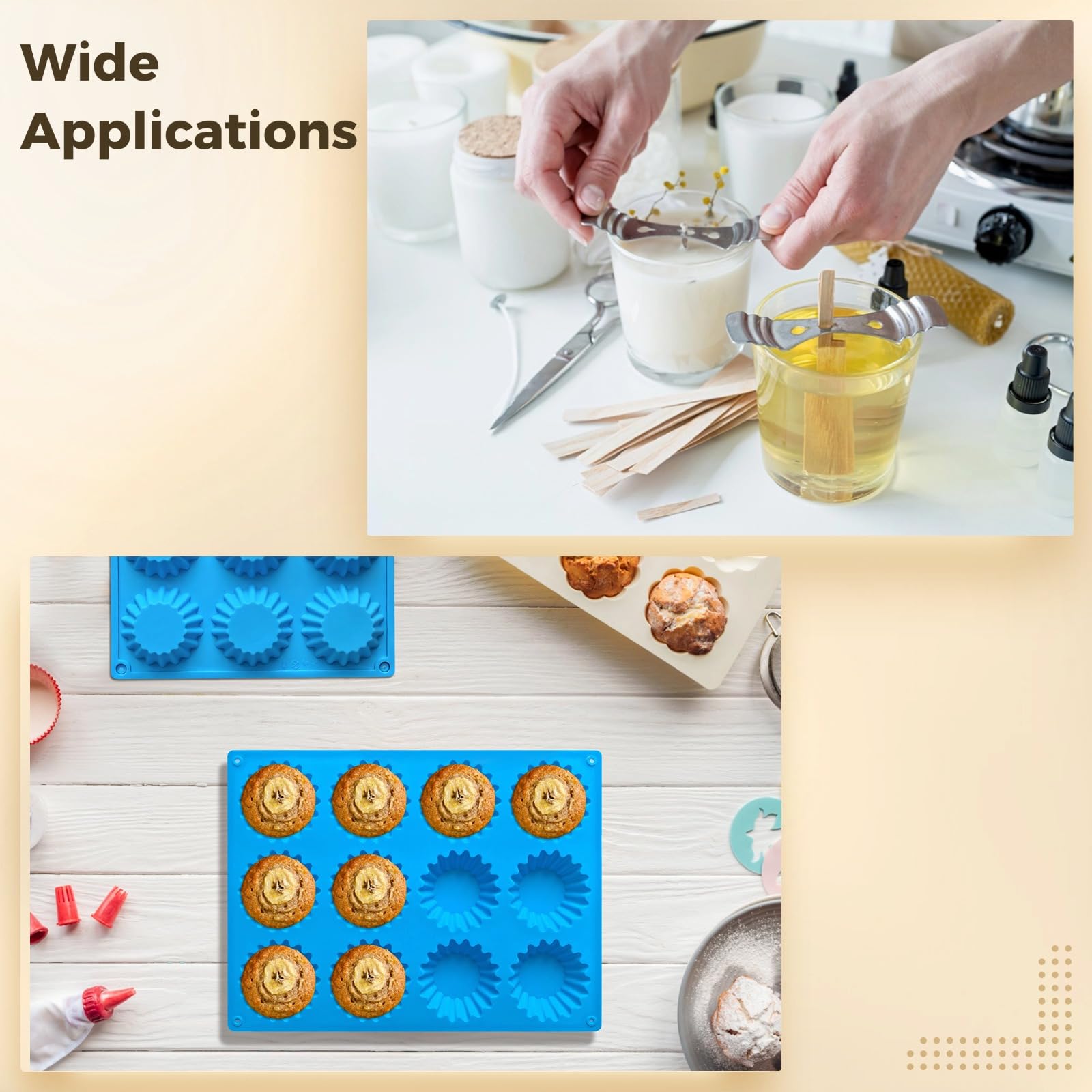 Générique Lot de 3 moules à muffins en silicone 12 alvéoles, antiadhésifs pour cupcakes, puddings et brownies, réutilisables, compatibles four, congélateur, micro-ondes et lave-vaisselle
