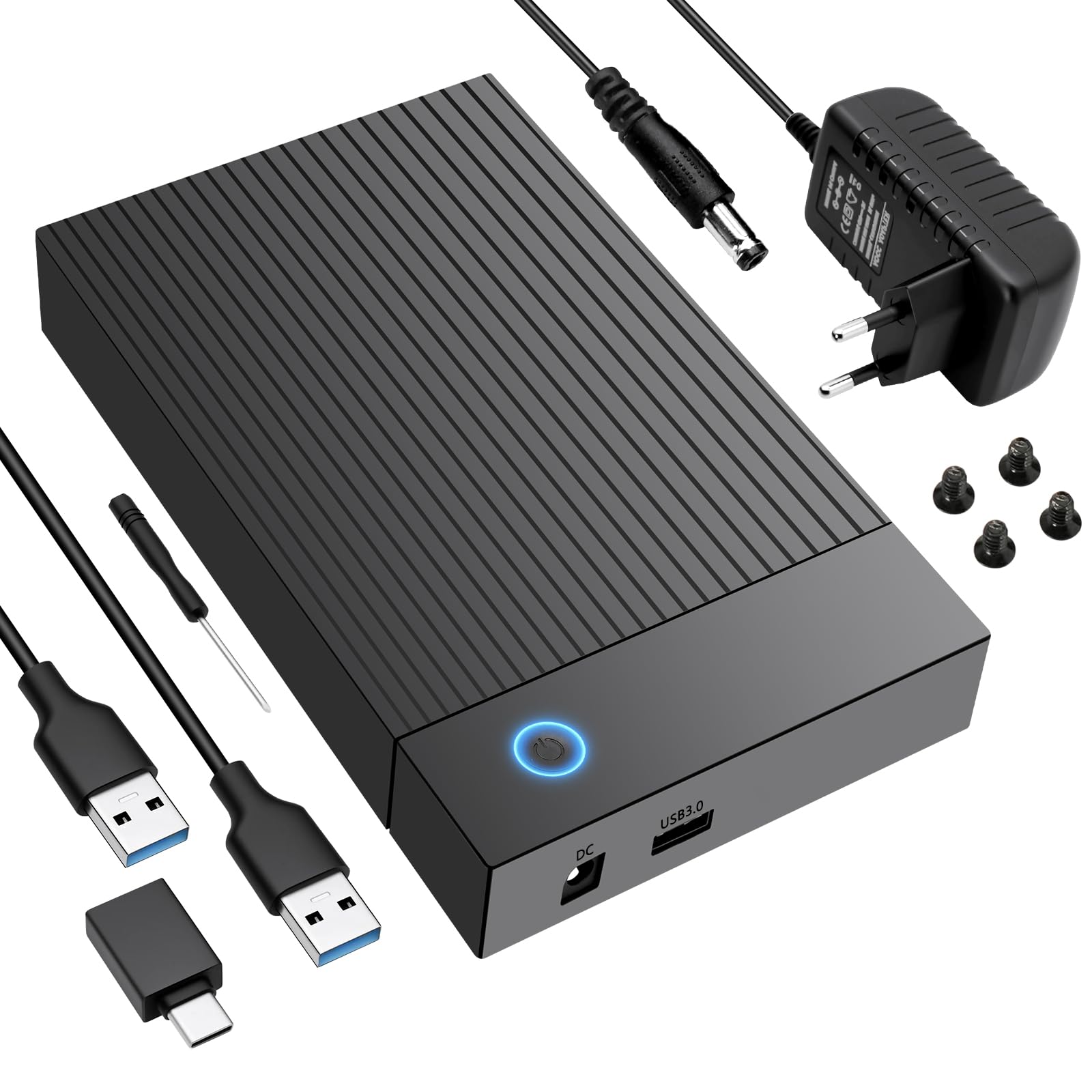 6Gbps Boitier Disque Dur 3.5, Adaptateur SATA USB pour SSD/HDD, Boitier SSD Externe 2.5"/3.5", Lecteur Disque Dur, Station d'accueil pour DisqueDur USB 3.0 SATA HDD, UASP