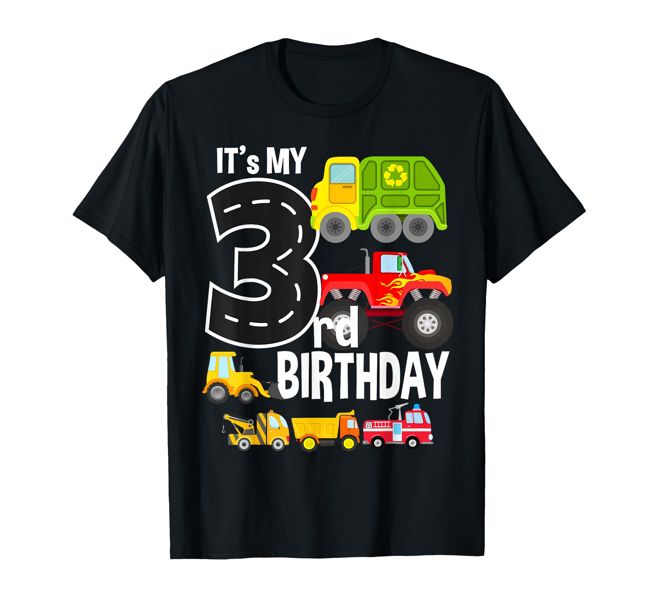 It's My 3rd Birthday Construction Monster Garbage Trucks T-Shirt