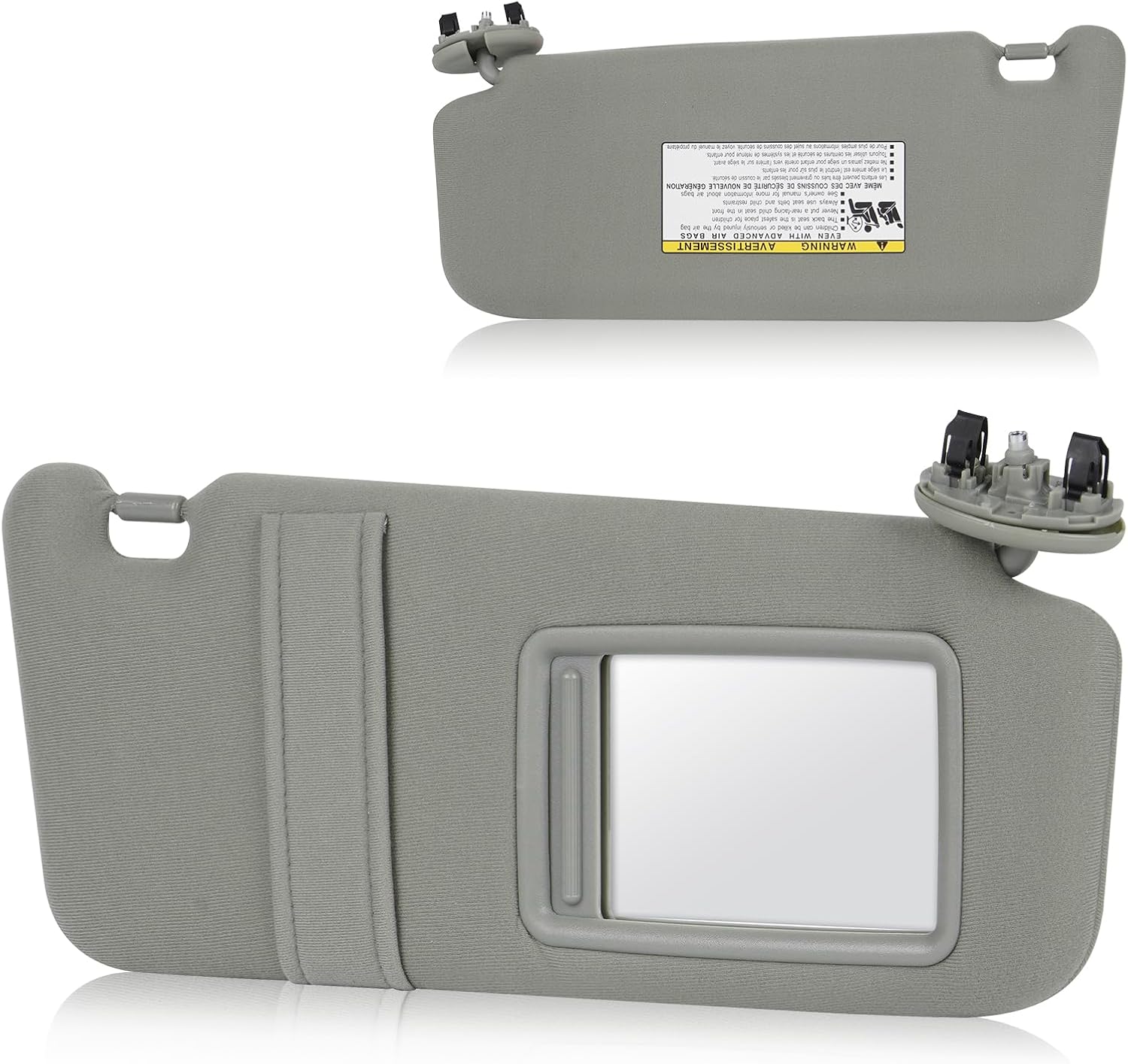 Left Driver Side Sun Visor for Toyota Camry 2007 2008 2009 2010 2011, Without Sunroof Replaces for 74320-06780-B0, 74320-33B81-B0 Gray