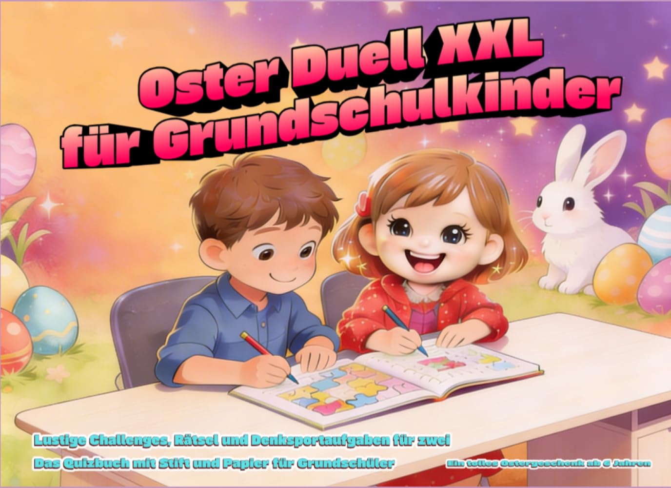 Oster Duell XXL für Grundschulkinder: Lustige Challenges, Rätsel und Denksportaufgaben für zwei. Das Quizbuch mit Stift und Papier für Grundschüler. Ein tolles Ostergeschenk ab 6 Jahren.