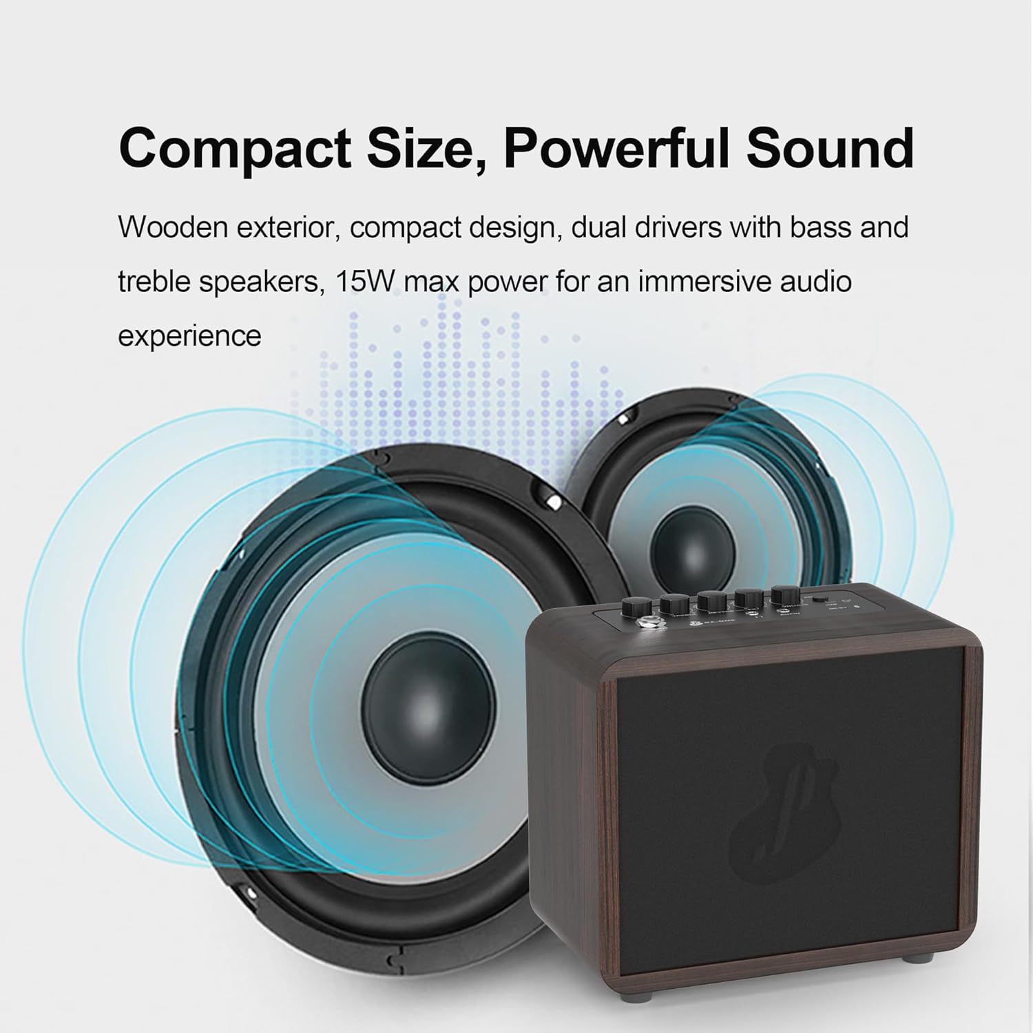 15W Mini Guitar Amp, Portable Acoustic/Electric Guitar Amplifier Rechargeable, Wireless Guitar Practice Amp with Reverb, Chorus & Delay, Supports OTG, AUX, REC, Bass and Treble Control - Image 3