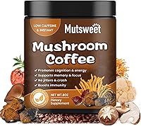 Vista 1 de Café de champiñones para licuados y leche, mezcla de hongos en polvo (57 porciones) con melena de león, reishi, cordyceps, cola de pavo, chaga