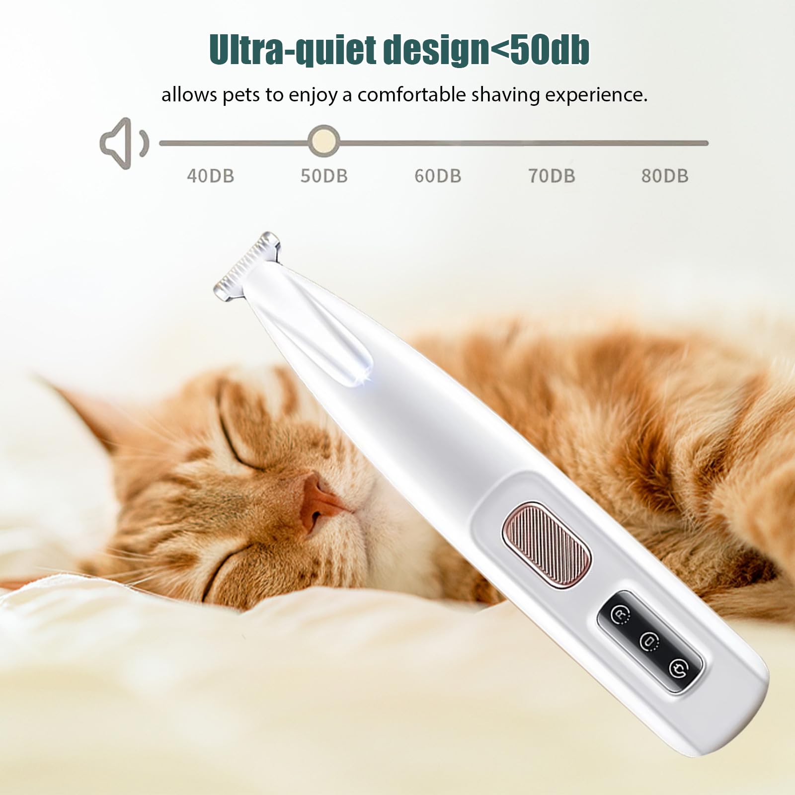 3 en 1 Tondeuse Chat Professionnelle: Silencieuse Tondeuses pour Chat Étanchéité IPX7,Sans Fil Fondeuse Toilettage pour Animaux avec Câble USB Rechargeable pour Chat et Chien (1 PCS)