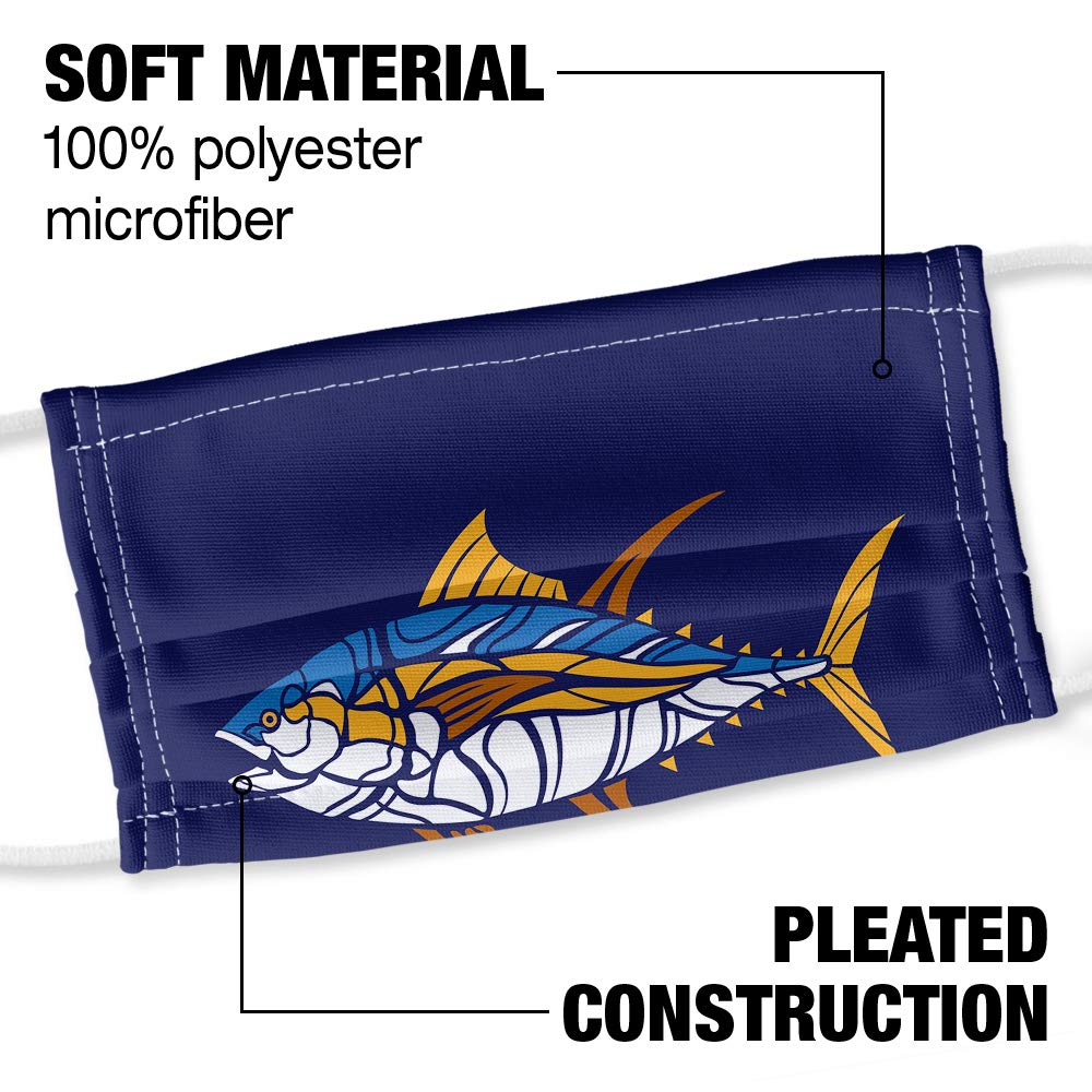 Tuna Fish Design 1-Ply Reusable Face Mask Covering with Adjustable Nose Wire, Unisex