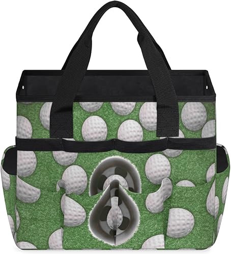 Miniatura 2 de Golf Balls Print Garden Tool Tote Bag for Women Men Gardening Tool Storage Bags with 10 Pockets Standable Garden Home Tool Kits Organizer for Indoor