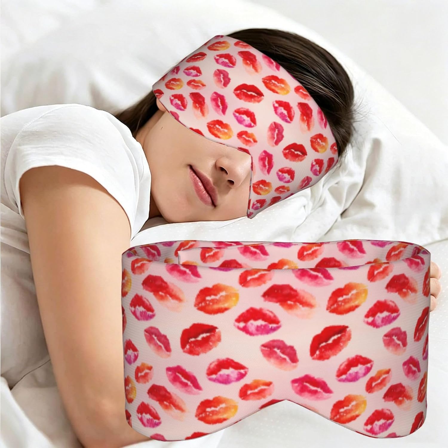 3D Full Coverage Sleep Mask Eye Mask-Lips Kiss (1) Print